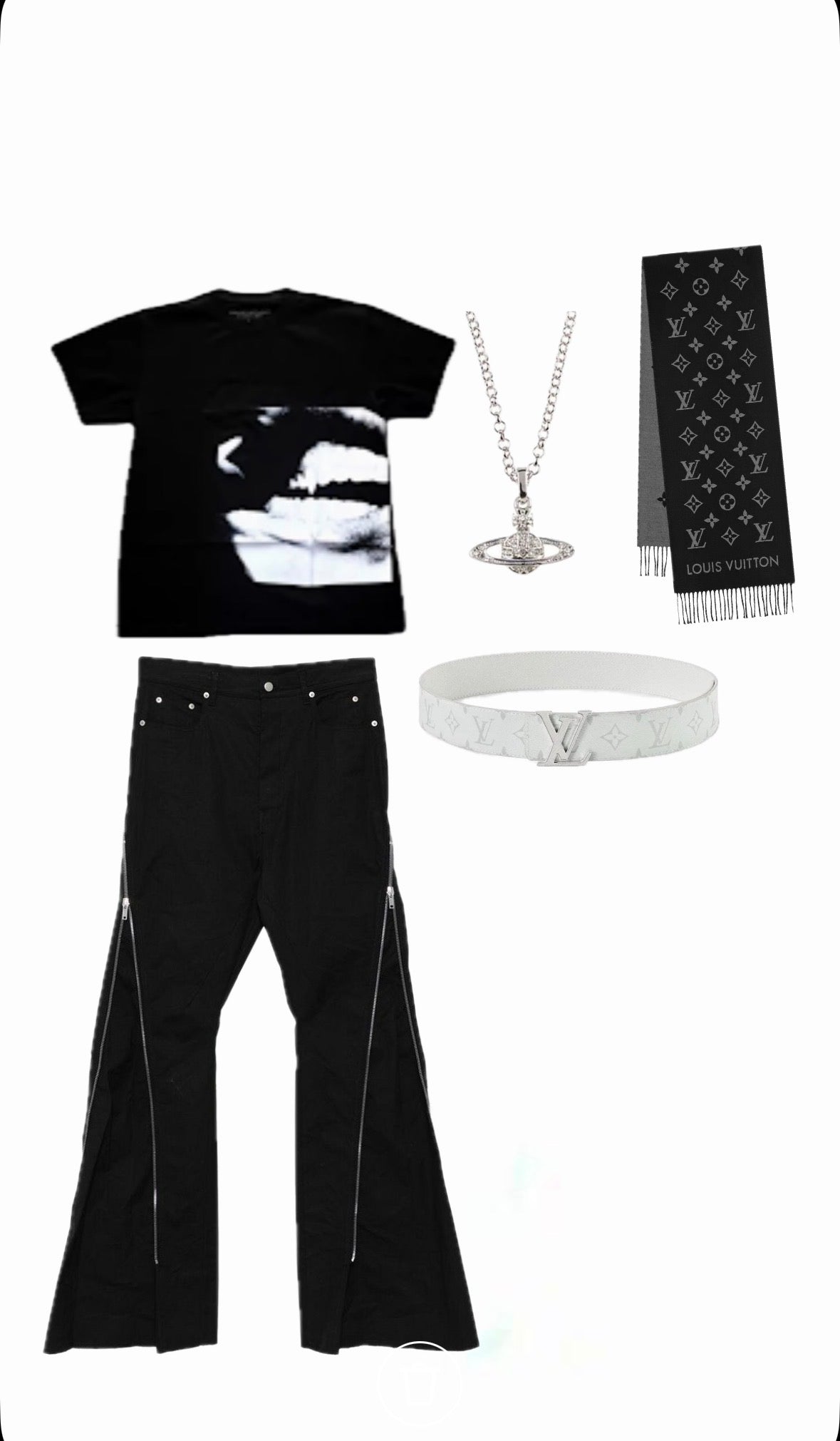 Black Combo With LV Belt and Scarf